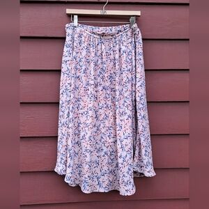 Pink floral midi skirt